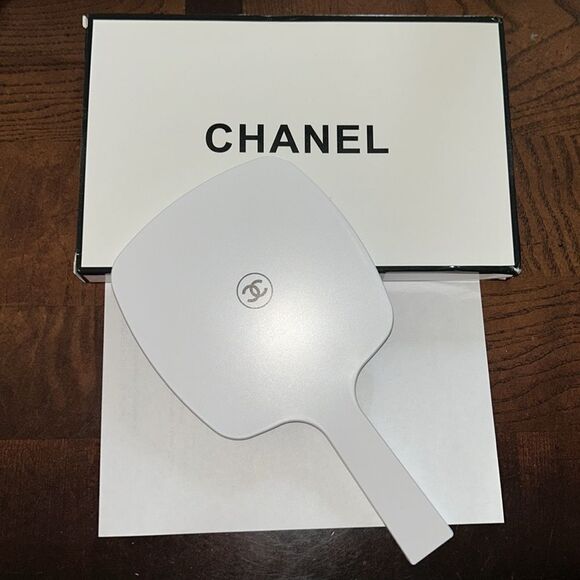 Chanel White Hand Mirror and Case with Box.GWP New